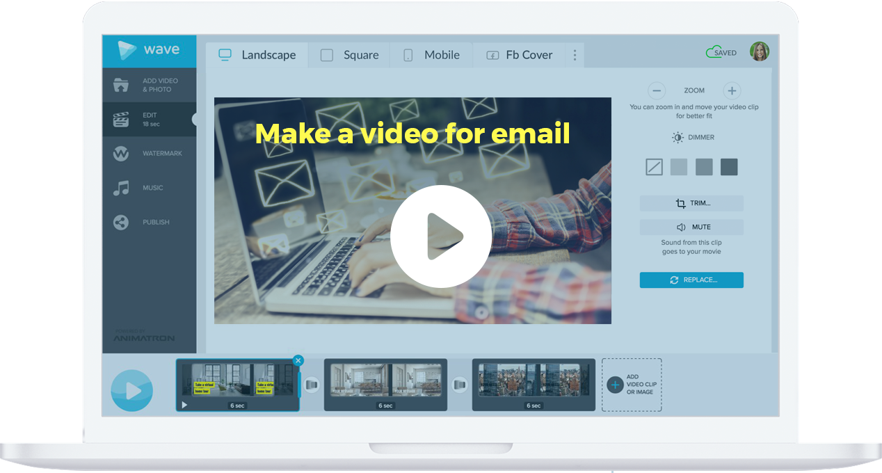 Make videos for emails with Wave.video, an online video maker