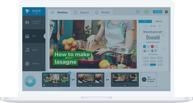 Mix and match your own videos with stock footage in Wave.video, a video maker